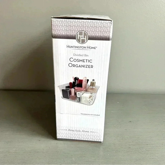 Huntington Home Cosmetic Make-Up Bathroom Organizer Storage Clear Divided Bin - Picture 2 of 7